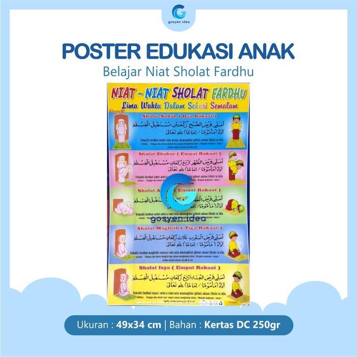 Poster Anak Edukasi Belajar Niat-Niat Sholat Fardhu Karton Sekolah
