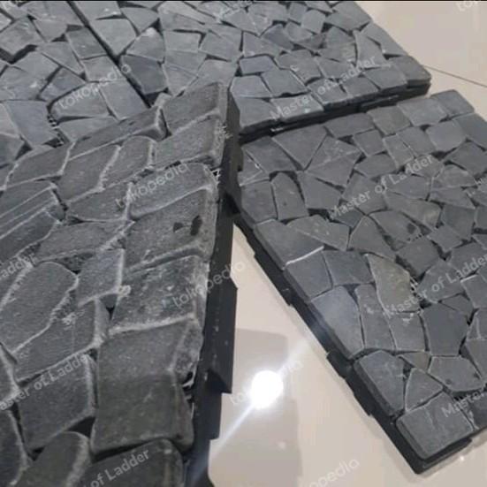 Thebest- Kris Stone Deck Tile Deck Taman Tile Outdoor 30x30 cm Batu Hitam