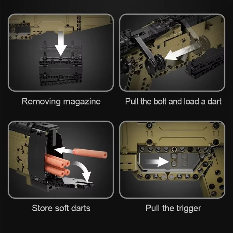 Cada 979Pcs City Technical Police Military Weapon AWM Sniper Rifle Building Blocks Model,WW2 STEM
