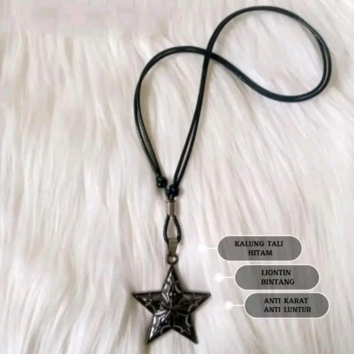 KALUNG TALI HITAM PRIA WANITA TERBARU TERLARIS Bandul BINTANG Aksesoris kalung bintang