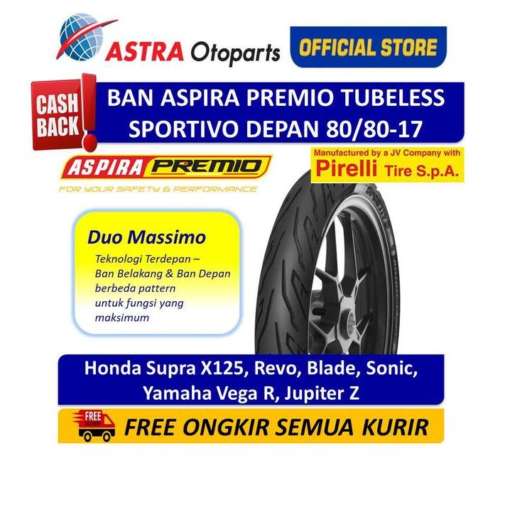 Ban Depan Aspira Premio Sportivo Tubeless 80/80-17