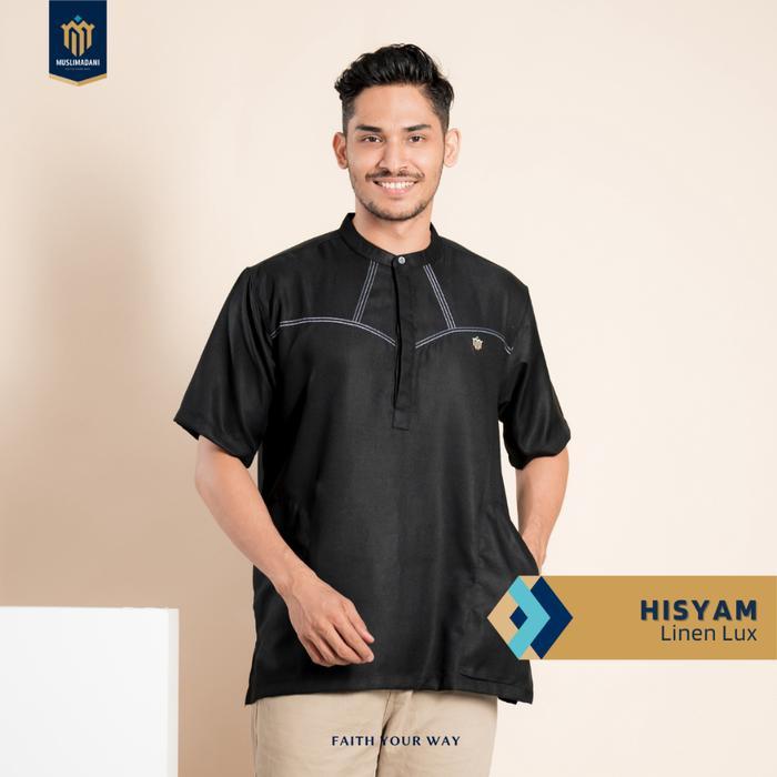 Muslimadani Baju Koko Hisyam Lengan Pendek Pakaian Muslim Pria Koko Casual
