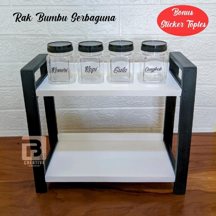 Rak Bumbu Dapur 2 Tingkat Hitam Rak Toples Minimalis