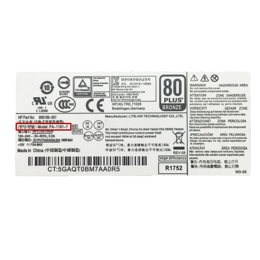 180W PA-1181-7 FCF011 PCH018 906189-001 for HP & Lenovo SFF Power Supply 6Pin+4Pin