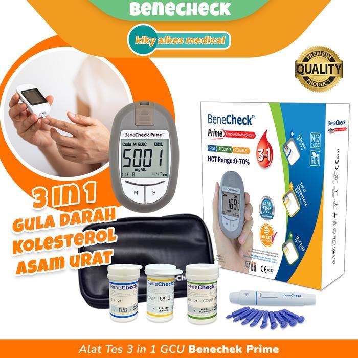 BENECHECK PRIME 3 IN 1 ALAT TES KOLESTEROL GULA DARAH ASAM URAT AKURAT