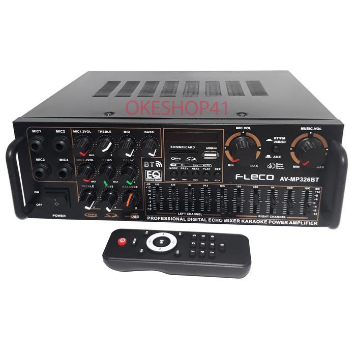 Amplifier Fleco 326A Bluetooth Stereo Karaoke + Mp3 Player + Fm Radio Terpercaya