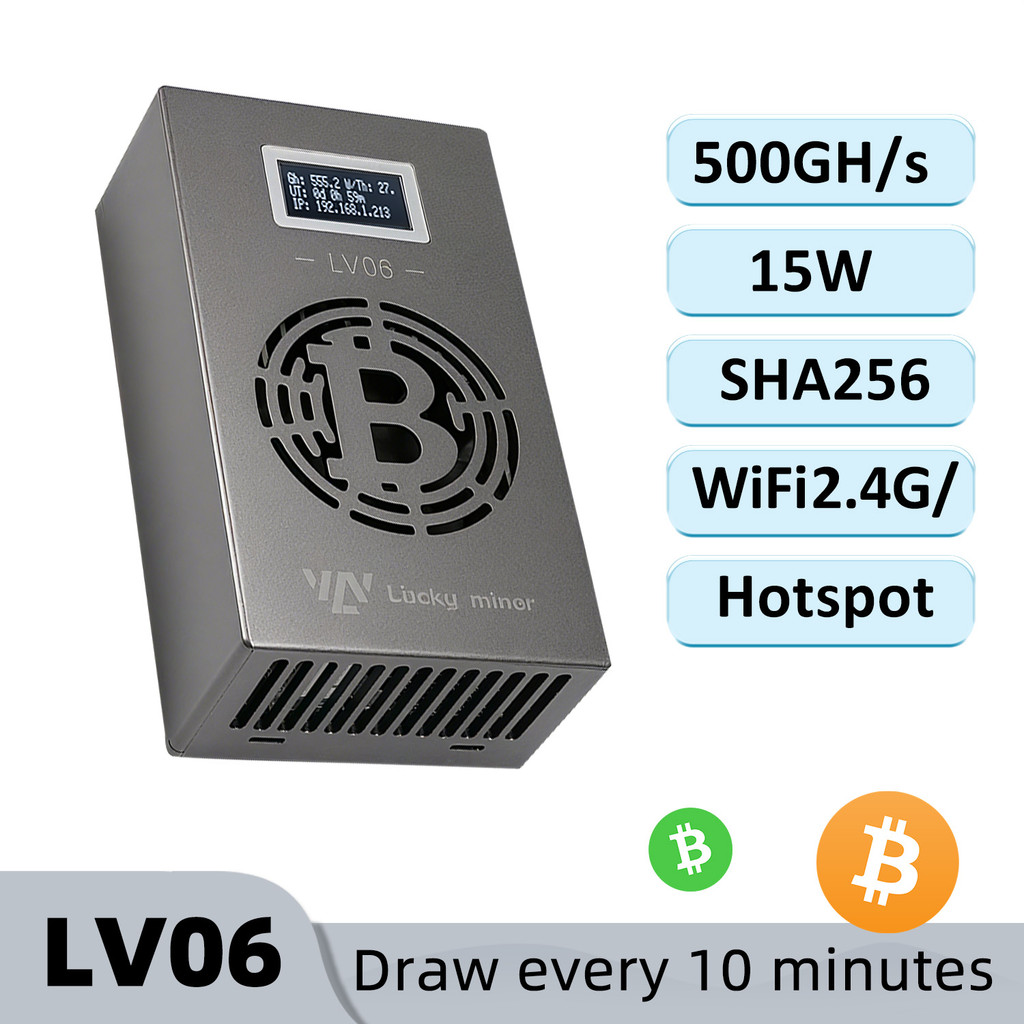 Lucky Miner LV06 500GH/s Bitcoin Miner BM1366 ASIC Chip Silent Desktop Solo Mining Support BTC BCH