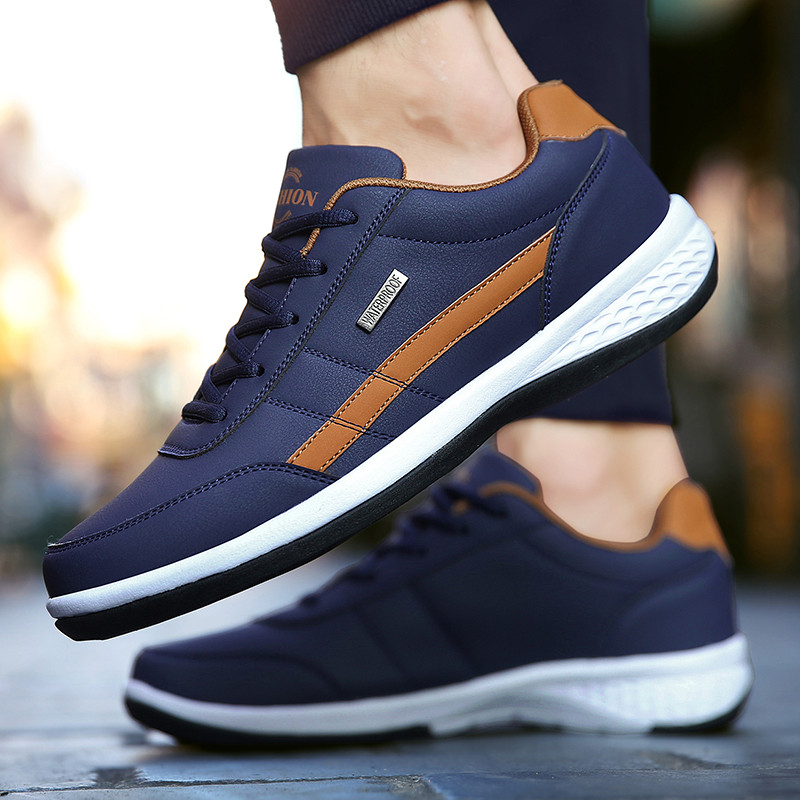 Leather Men Shoes Sneakers Trend Casual Shoe Italian Breathable Leisure Male Sneakers Non-Slip