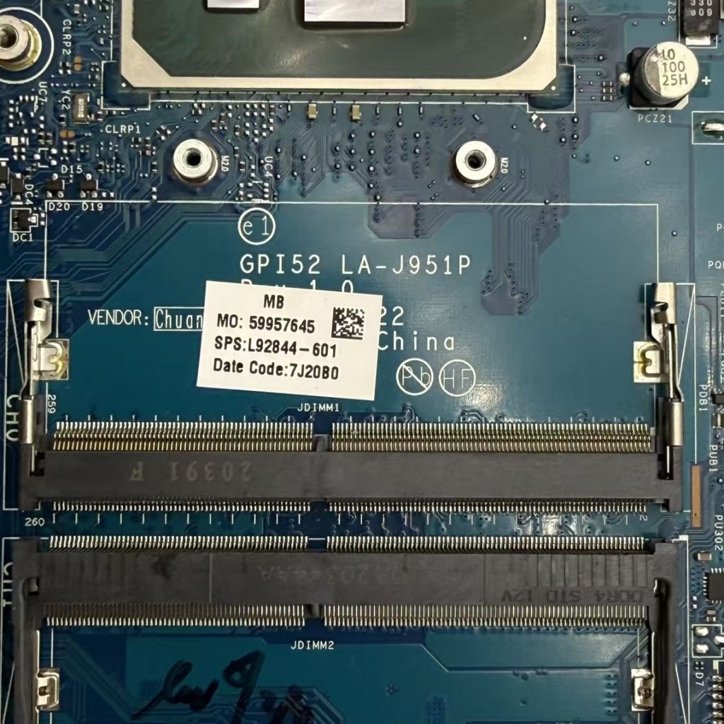 GPI52 LA-J951P For HP 15-DA 15T-DA 250 G7 Laptop Motherboard With i3-1005G1 i5-1035G1 i7-1065G7 CPU