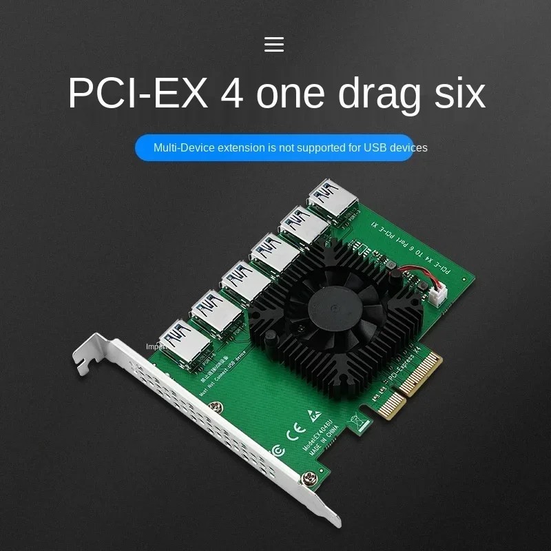 1 To 6 Riser Card, PCI-E To PCI-E Adapter, PCI Express X4 20Gb, PCIE Slot 4X To 16X, USB 3.0 Riser