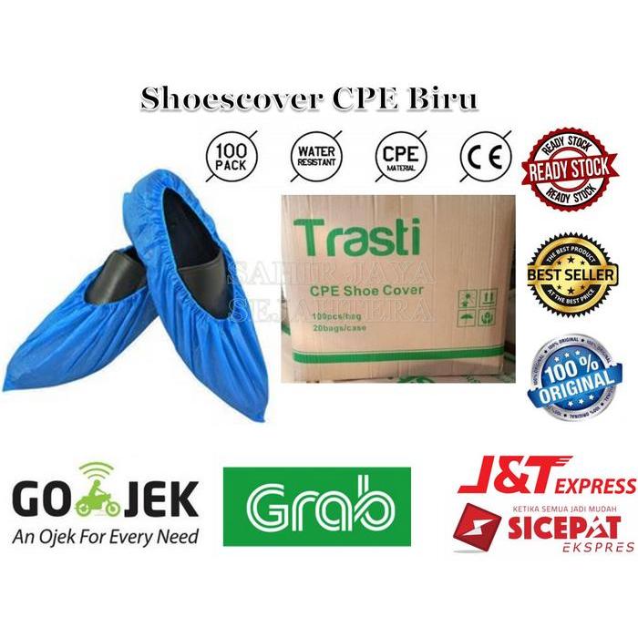 Cover Shoes Disposable Bahan Plastik CPE Tebal Shoes Cover Plastik CPE Harga 1 Pack isi 100 Pcs