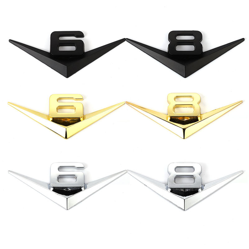 3D Car Sticker Auto V6 V8 Badge Decal for 8MW Mercedes Renault Audi Ford Nissan Toyota Hyundai Caadi