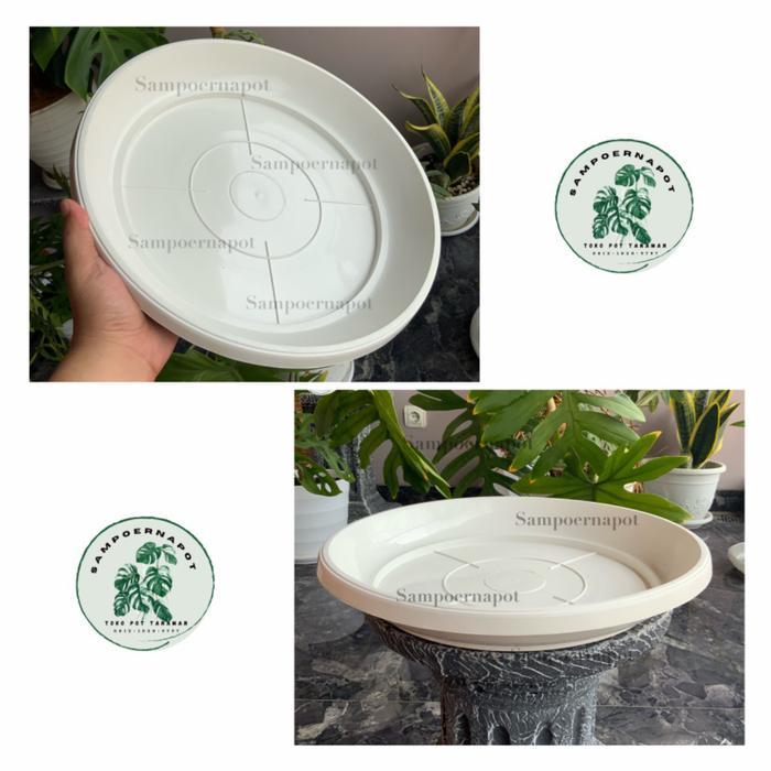 Tatakan Alas Pot Bunga 40 Putih Diameter 36Cm Untuk Pot 40Cm - Putih