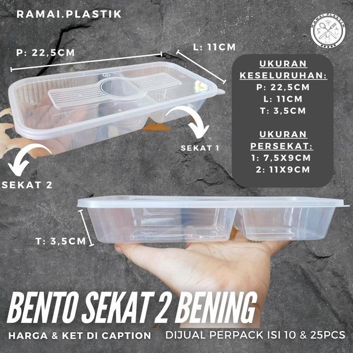 Bento sekat 2 Bening isi 25pcs/ thinwall persegi/ thinwall sekat 2