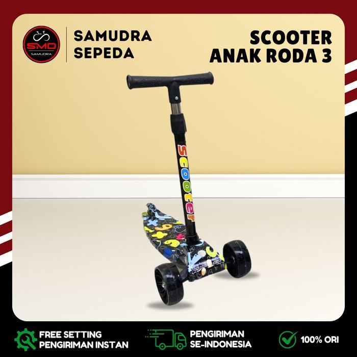 Terlaris Skuter Scooter Otoped Otopet Roda 3 Lipat Nyala LED Mainan Anak Kickboard Murah Bandung