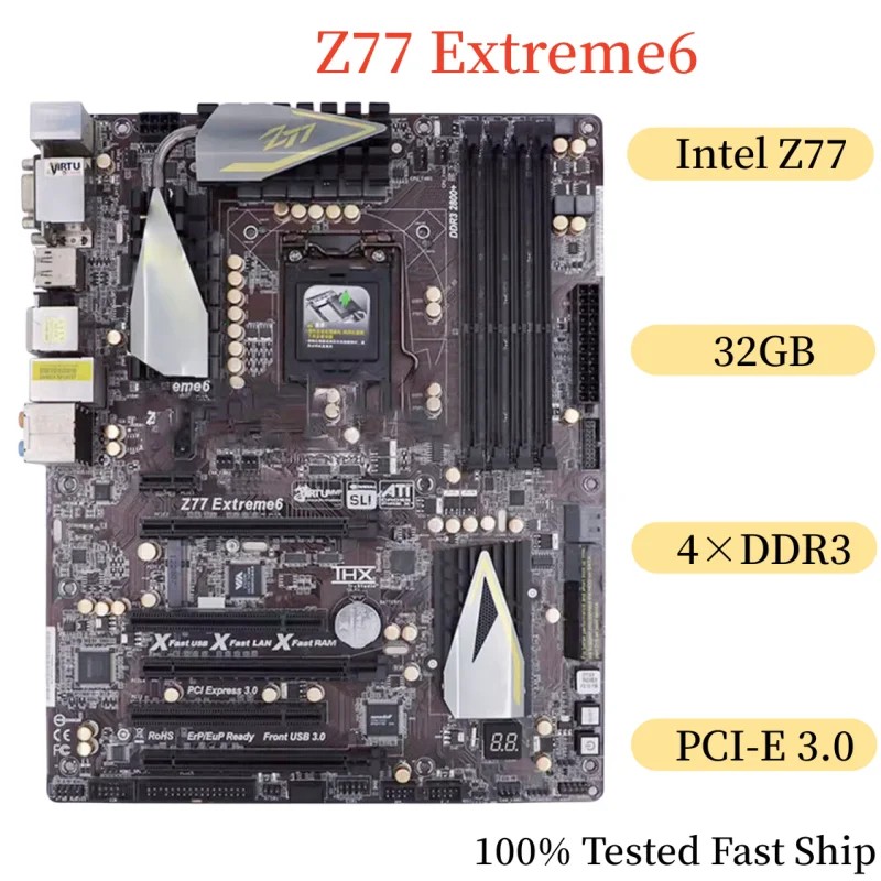 For Asrock Z77 Extreme6 Motherboard Z77 32GB LGA 1155 DDR3 ATX Mainboard 100% Tested Fast Ship
