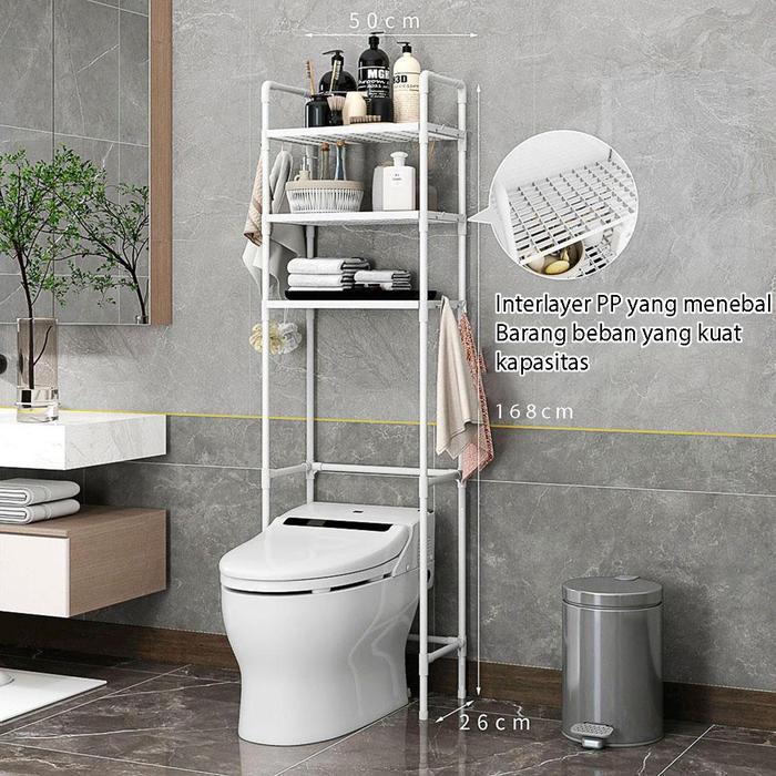 Rak Toilet Besi Anti Karat Rak Toilet Kloset Duduk Rak Toilet Organizer Rak Toilet 3Susun Rak Toilet
