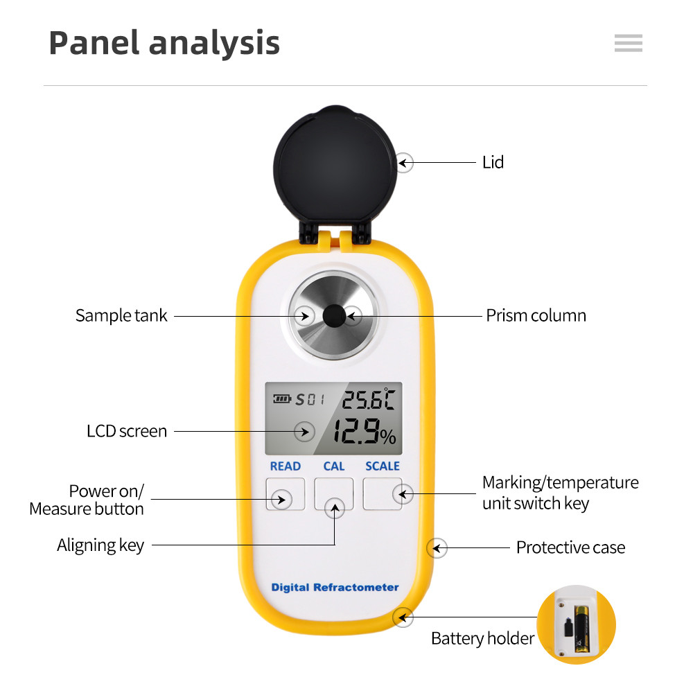 DR201 0-28% Salinity Refractometer LCD Digital Refractometer Salinity Specific Gravity Meter Food