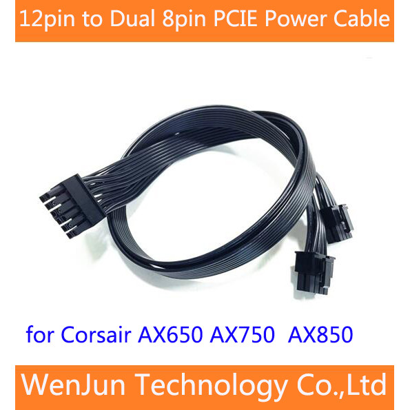 High Quality 12Pin to Dual 8pin 6+2pin PCIE Video Card Power supply Cable for Corsair AX850 AX750