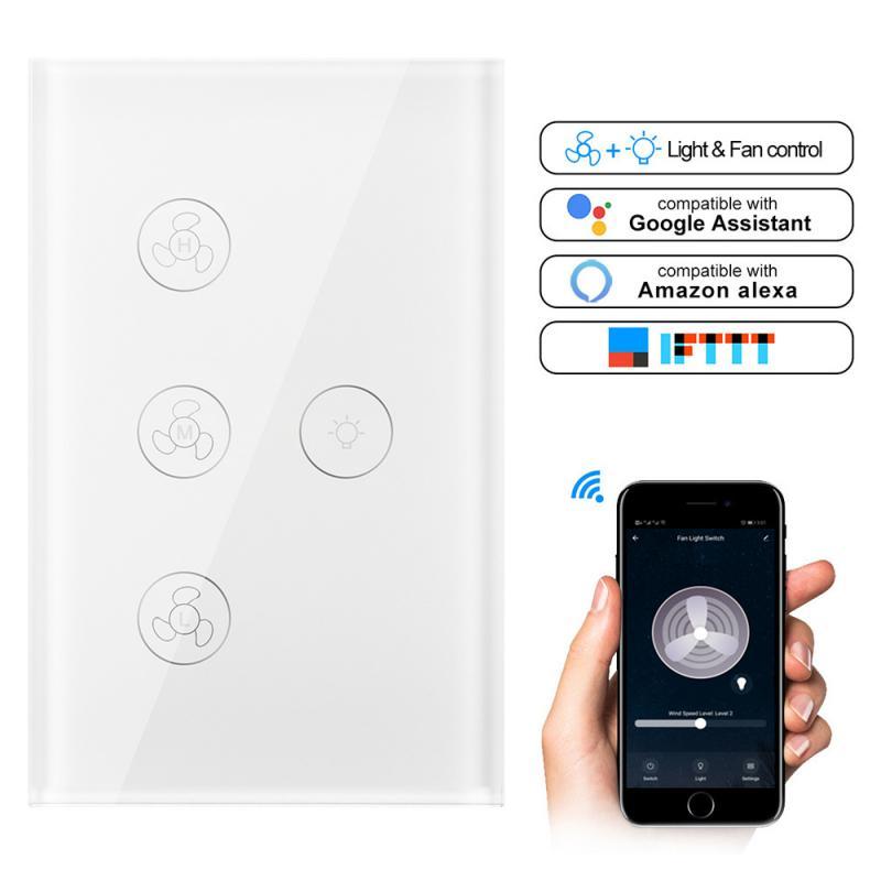 Tuya Fan Switch Wifi With Light Tuya Scr Dimmer 220v 2000W Touch Switch Glass Panel Tuya Smart Butto