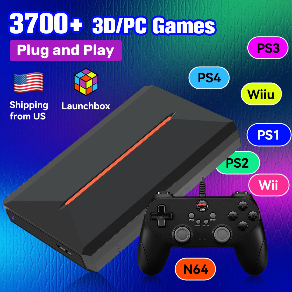 Launchbox OS 500GB Portable Gaming HDD Retro Game Console with 3700+PC/3D Games for