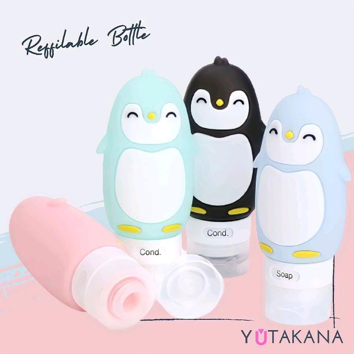 Botol silicone pinguin 90ml - travel kit - botol sabun - botol lotion - botol hand sanitizer Plastik