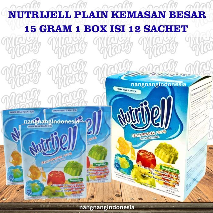 NUTRIJELL PLAIN KEMASAN BESAR 15 GRAM 1 BOX ISI 12 SACHET NUTRIJELL AGAR BUBUK INSTANT JELLY INSTANT