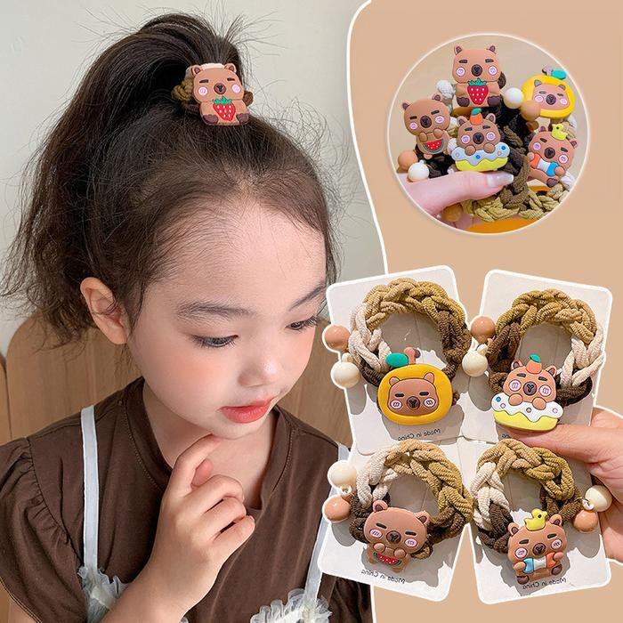 IKAT RAMBUT ANAK KAPIBARA MODEL KARET KEPANG ELASTIS / AKSESORIS KUNCIRAN RAMBUT ANAK CEPOL KARAKTER