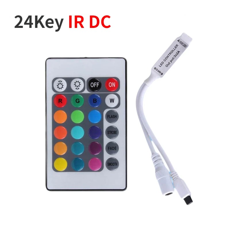 USB 24Key RGB LED Controller 5V 12V IR Remote RGB LED Dimmer USB Interface 4 Pin Apply to 2835 5050