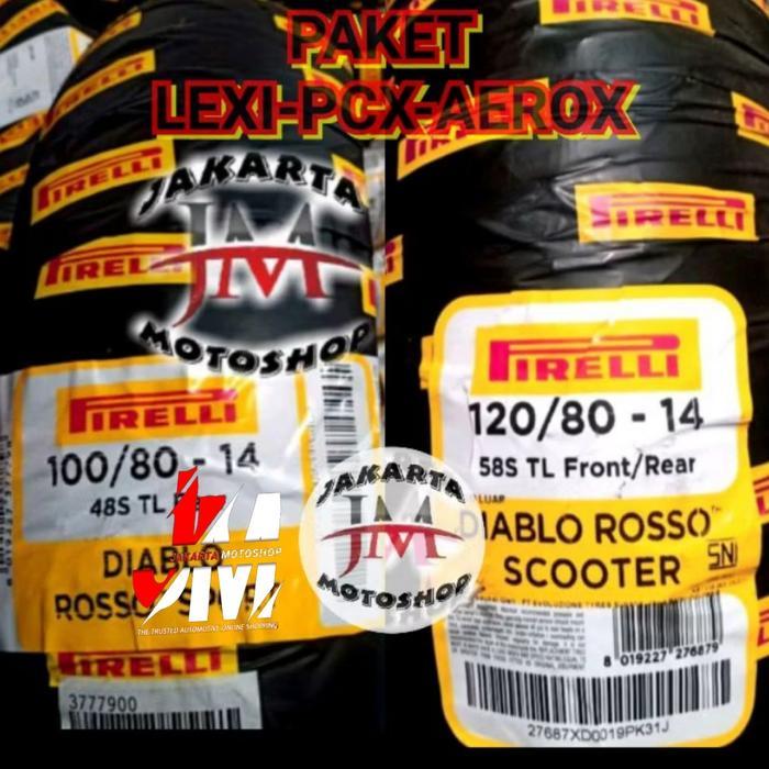 PAKET Ban Lexi PCX Aerox 100/80-14 & 120/80-14 PIRELLI Diablo Rosso