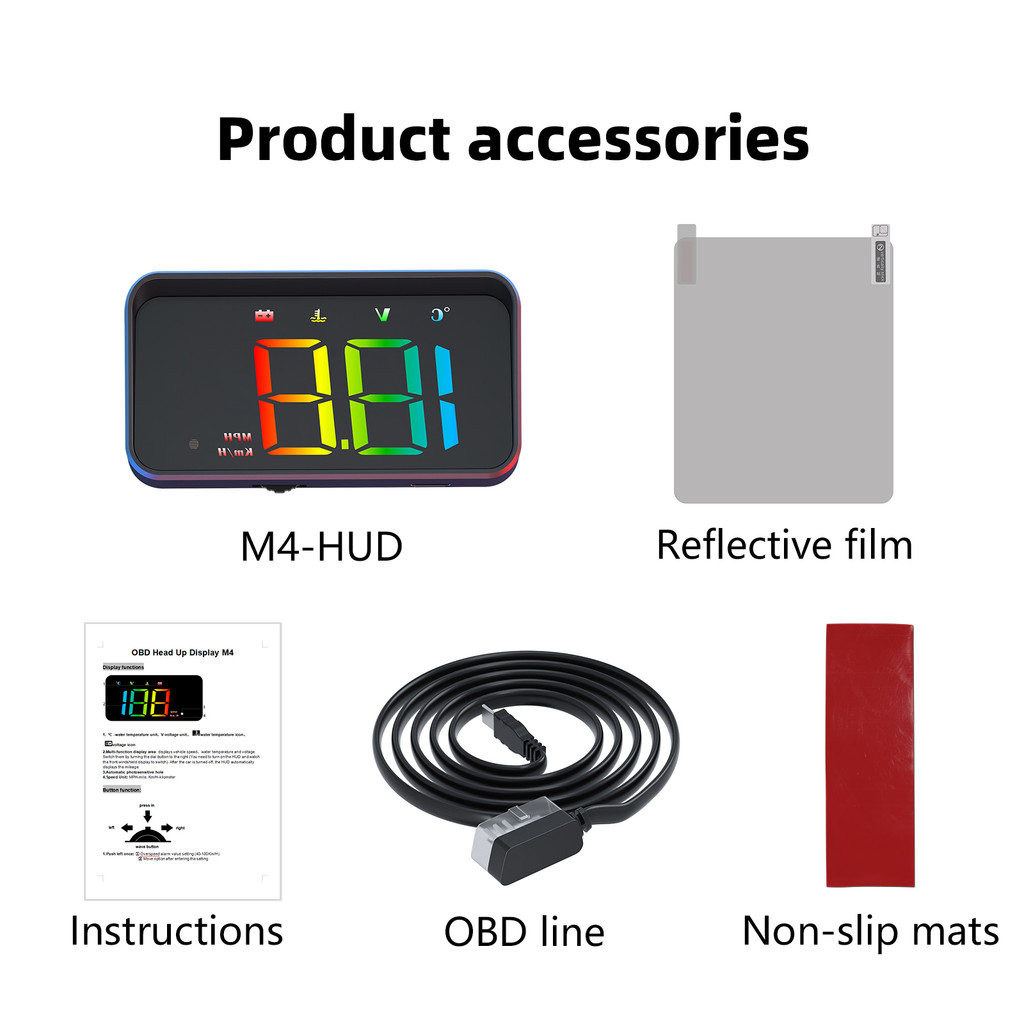 M4 Hud Obd2 Display On-Board Computer Car Head-Up Display Windshield Big Font Projection Speedometer