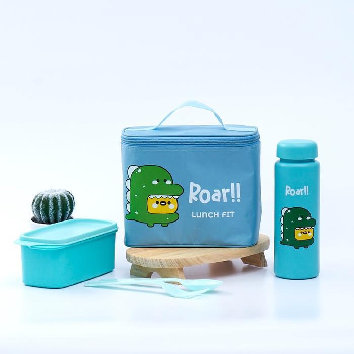 Tas bekal makan anak / Lunch box set /Kotak bekal lengkap Plastik Sendok Souvenir Wadah