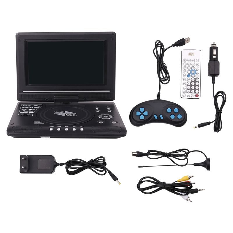 A12E-9.8 Inch Portable Home Car DVD Player VCD CD Game TV Player USB Radio Adapter Support FM Radio