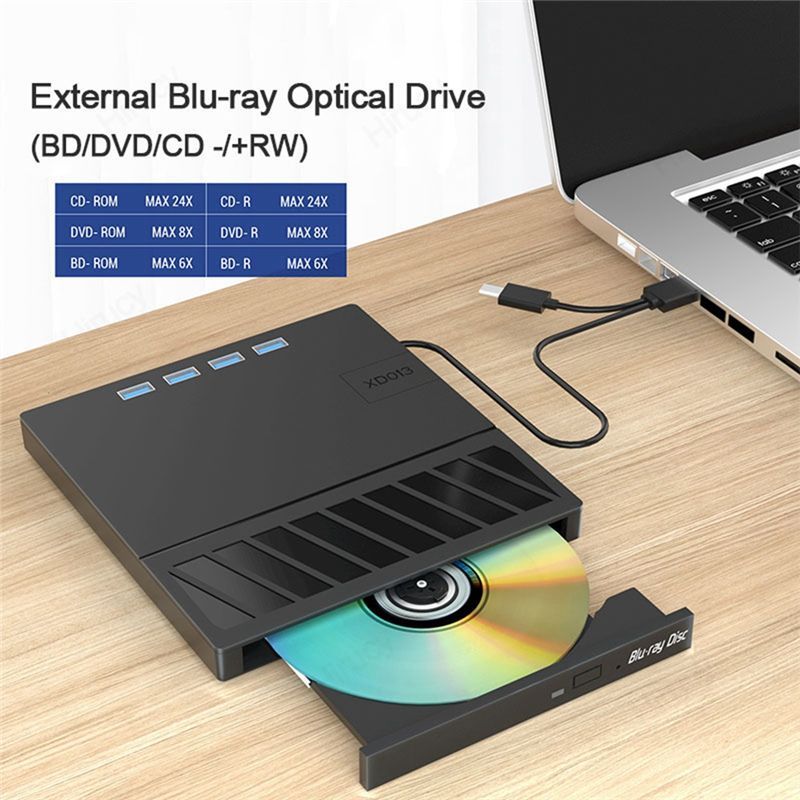 ABRJ-USB 3.0 Type-C Multiplication External Blu-Ray Optical Drive CD/DVD/BD -/+RW Player Burner