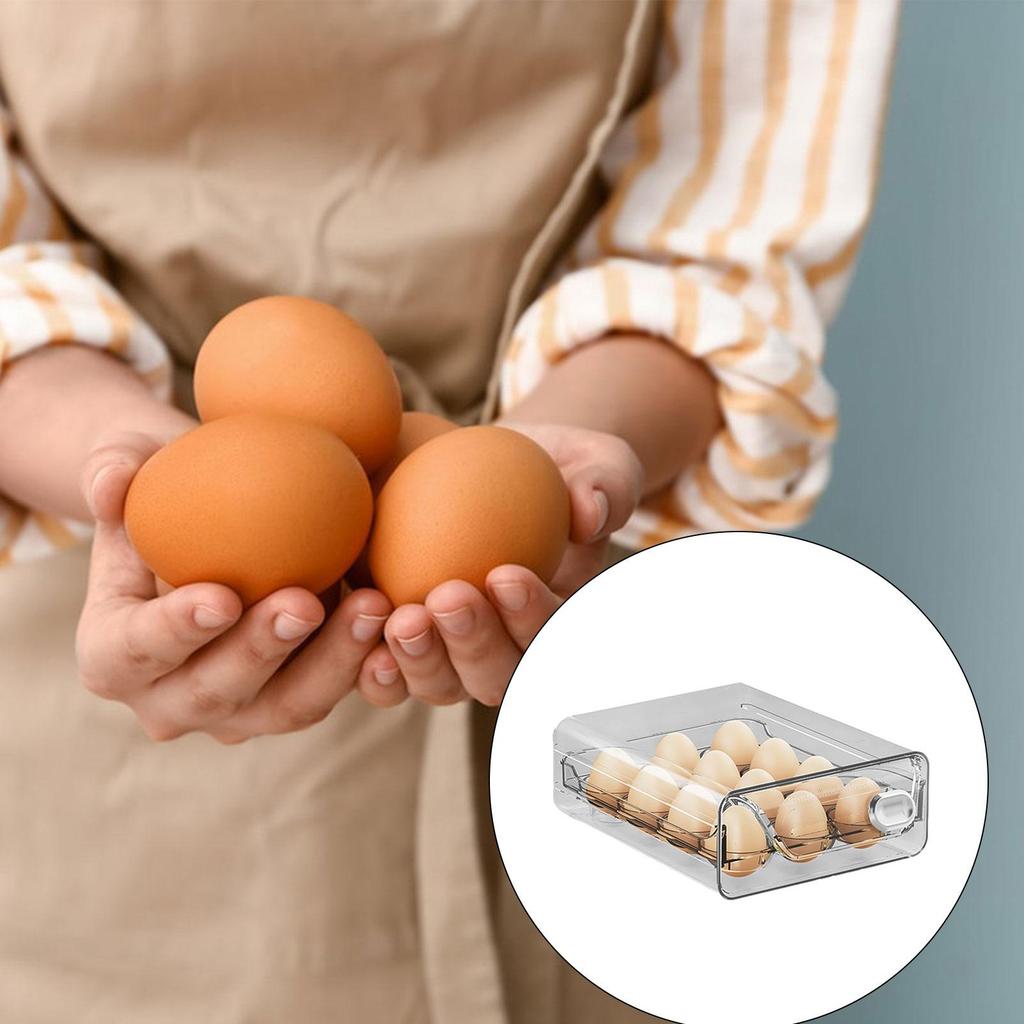 Egg Container For Refrigerator Stackable Clear Drawer Container Fridge Egg Organizer For Apartment