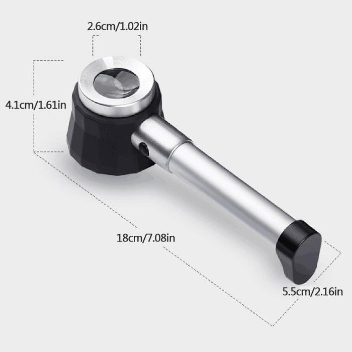 Kaca Pembesar LED 10x / Lampu Lup Lensa Magnifier Handheld / Membaca