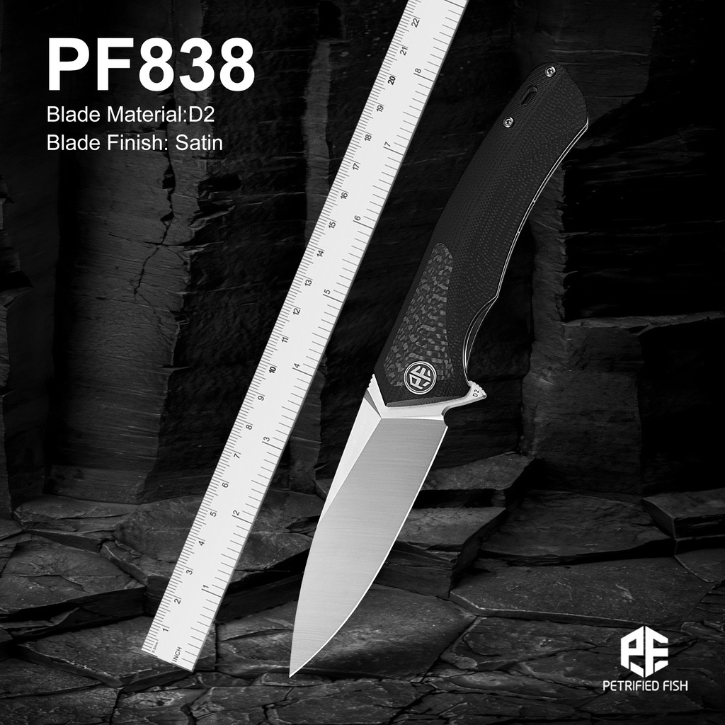 Petrified Fish PF838 Pub Folding Knife G10 Handle Ball Bearing Outdoor Fishing Satin Blade Knife