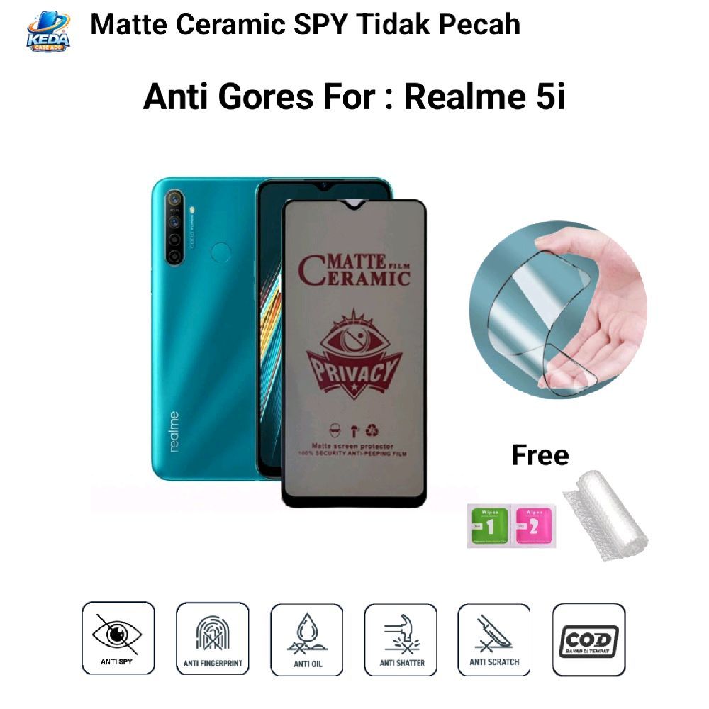 Anti gores spy ceramic untuk Realme 5i privasi maksimal anti pecah keramik Privacy
