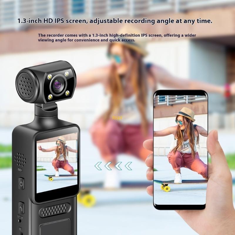 4K Action Camera 180 Degree Rotating Mini Portable Camera Sports Body Camera