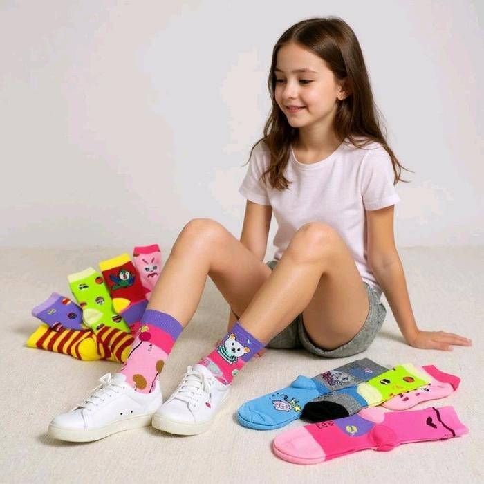Grosir 12 Pasang Kaos Kaki Anak Tk Sd Motif