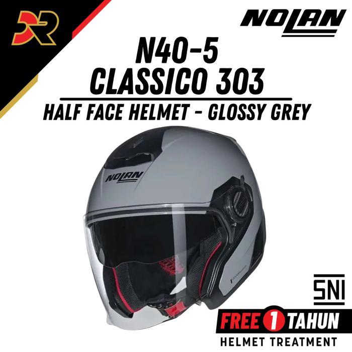 Nolan N40-5 Classico 303 Glossy Grey Helm Half Face Double Visor SNI ECE Original