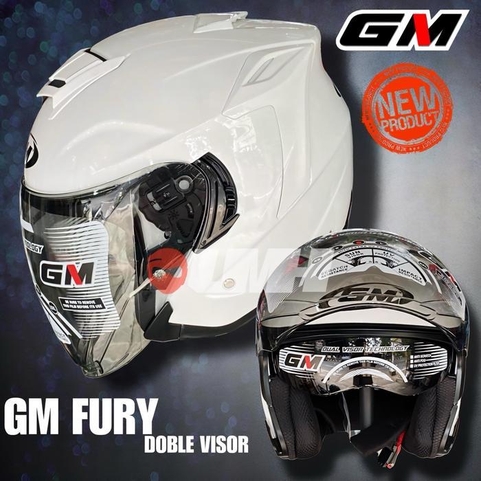 Helm Gm Fury Doble Visor/ helm Halface Pria Wanita