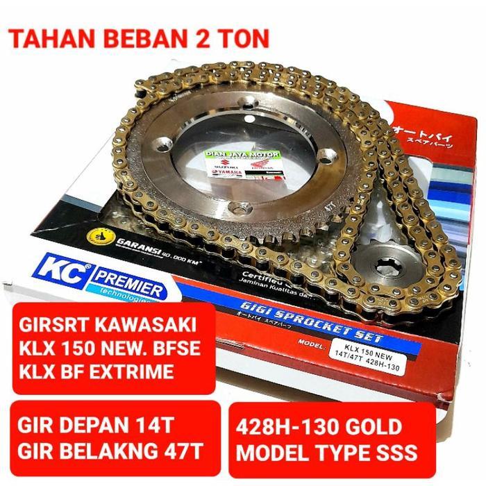 (KCP) Girset Kc premier Kawasaki KLX150 new 14T/47T 428H-130 KLX BF SE. KLX BF EXTREME SSS. CHAIN