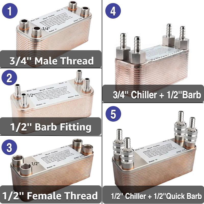 Homebrew Beer Wort Chiller, 30 Plate Heat Exchanger Brewing Beer Cooler Counterflow Chiller, Copper