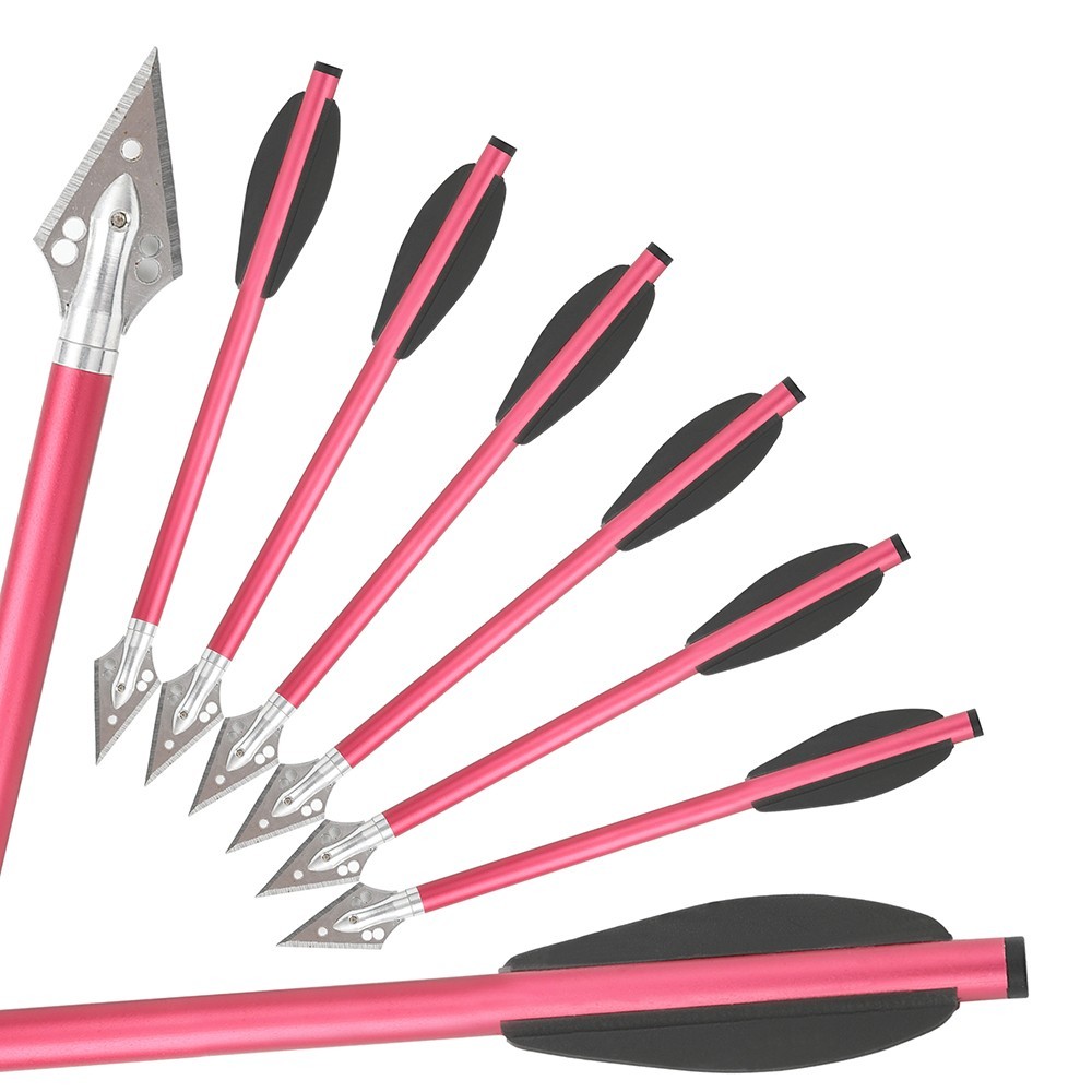 24X 6.3" Mini Bow Bolt Aluminum Plastic Vanes Arrow Screw Arrowhead Archery Bow Crossbow Shooting