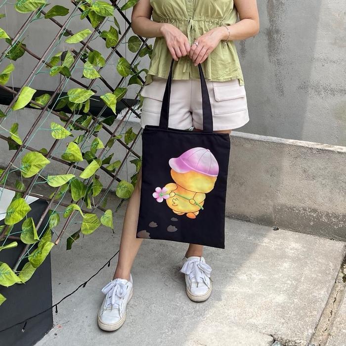 Tote Bag Kanvas Wanita Motif Bebek - Lylia Doodwear - Totebag