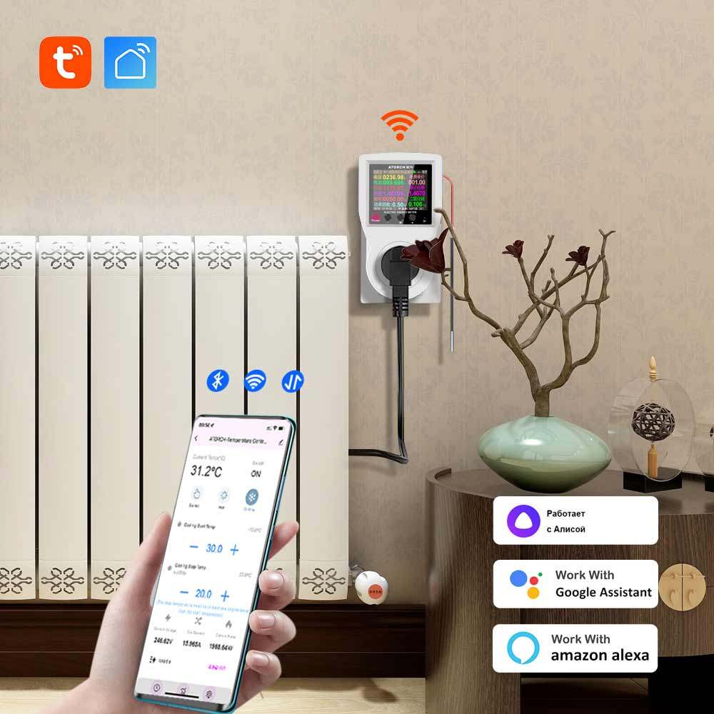 Tuya Smart Temperature Control Socket Wifi Thermostat With Sensor For Heater/radiator/cooler/air Con