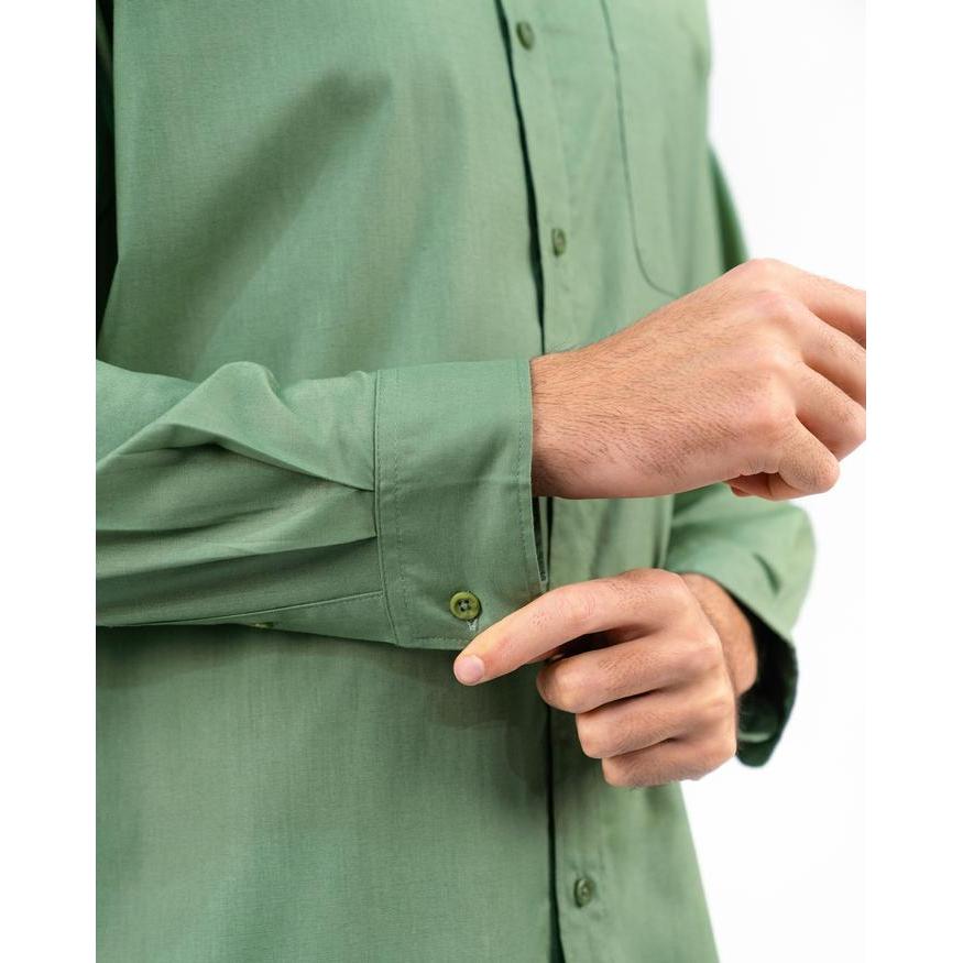 ERIGO SHANGHAI LONG SLEEVE BASIC FAIRUZ SAGE GREEN - KEMEJA KOKO LENGAN PANJANG UNISEX