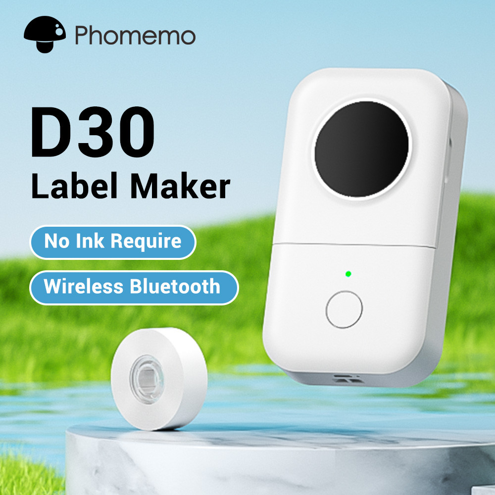 Phomemo D30 Mini Label Printer Wireless Bluetooth Label Printer Portable Pocket Label Printer