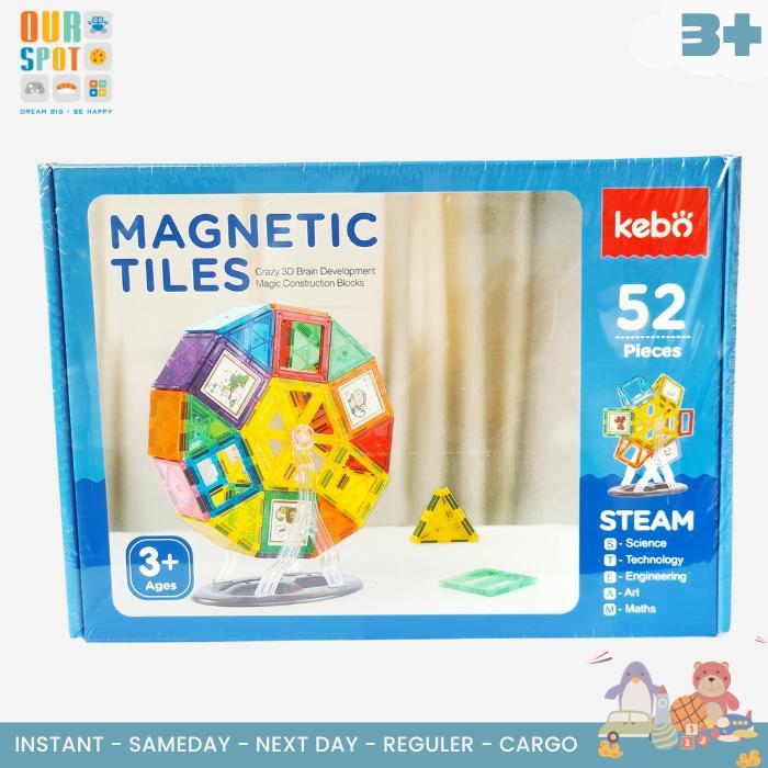 Magnetic Tiles Wheel 52 Pcs - Kebo - Mainan Edukasi - Steam Toys